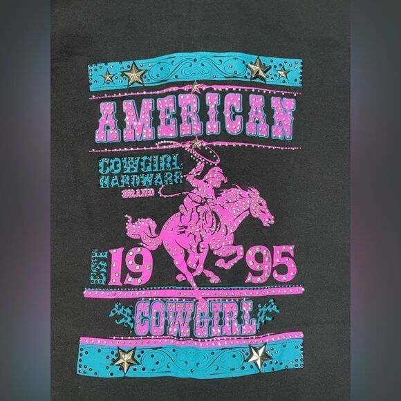 Cowgirl Hardware Rhinestones Full Zip Hoodie Women Medium Black Y2K - Picture 2 of 6